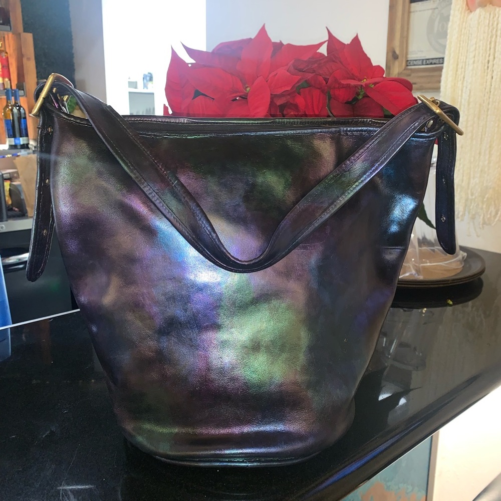 Vintage coach bag. Hand painted oil slick. Pretty cool eye catcher.